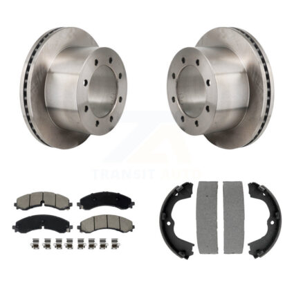 Rear Disc Rotors Ceramic Pads & Parking Brake Shoes Kit For GMC Sierra 3500 HD Chevrolet K8C-103914