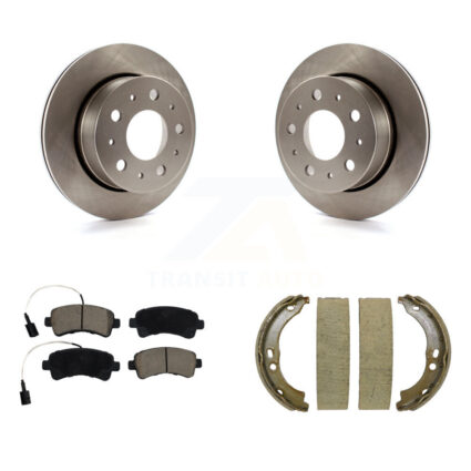Rear Disc Rotors Ceramic Pads & Parking Brake Shoes Kit For Ram ProMaster 2500 3500 1500 K8C-103916
