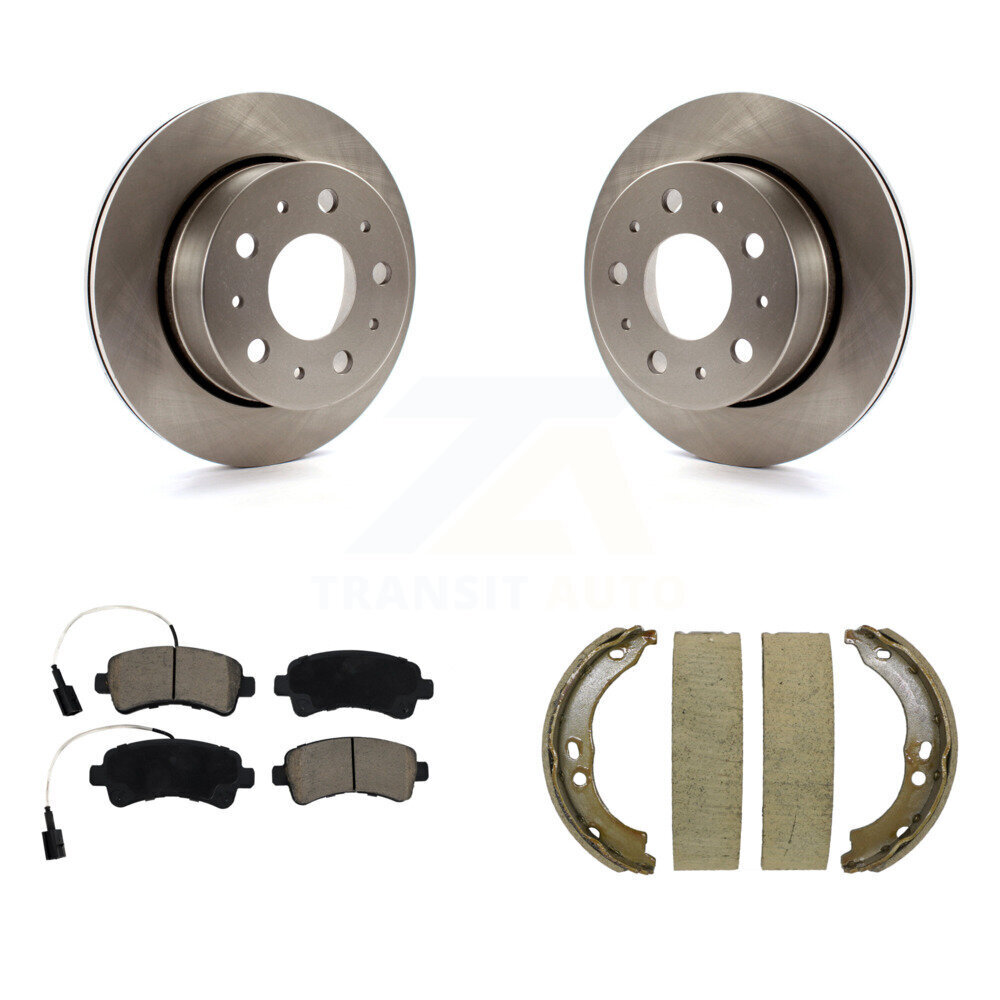 Rear Disc Rotors Ceramic Pads & Parking Brake Shoes Kit For Ram ProMaster 2500 3500 1500 K8C-103916