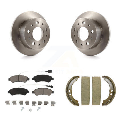 Rear Disc Rotors Ceramic Pads & Parking Brake Shoes Kit For Ram ProMaster 2500 3500 1500 K8C-103917