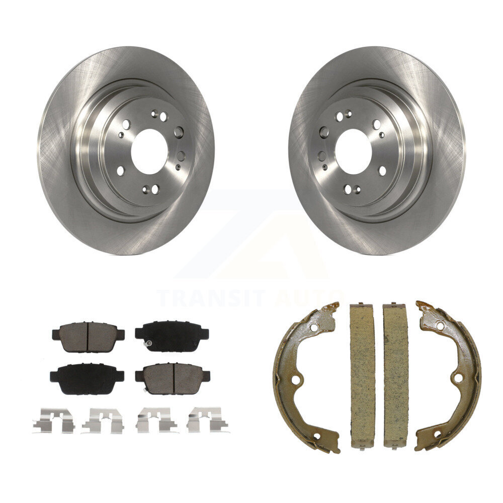 Rear Disc Rotors Ceramic Pads And Parking Brake Shoes Kit For 2009-2014 Acura TL K8C-103924