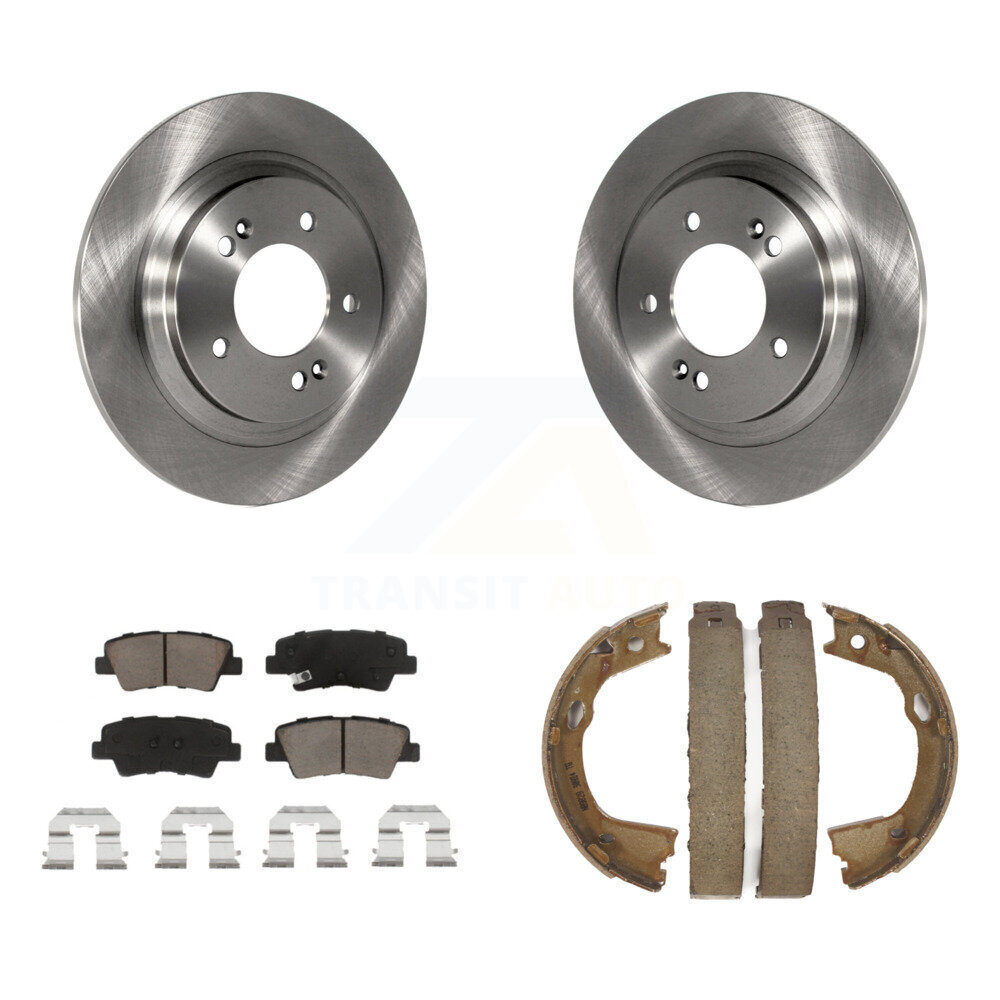 Rear Disc Rotors Ceramic Pads And Parking Brake Shoes Kit For Kia Optima K8C-103925