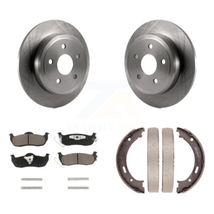 Rear Disc Rotors Ceramic Pads & Parking Brake Shoes Kit For Jeep Grand Cherokee Commander K8C-103937