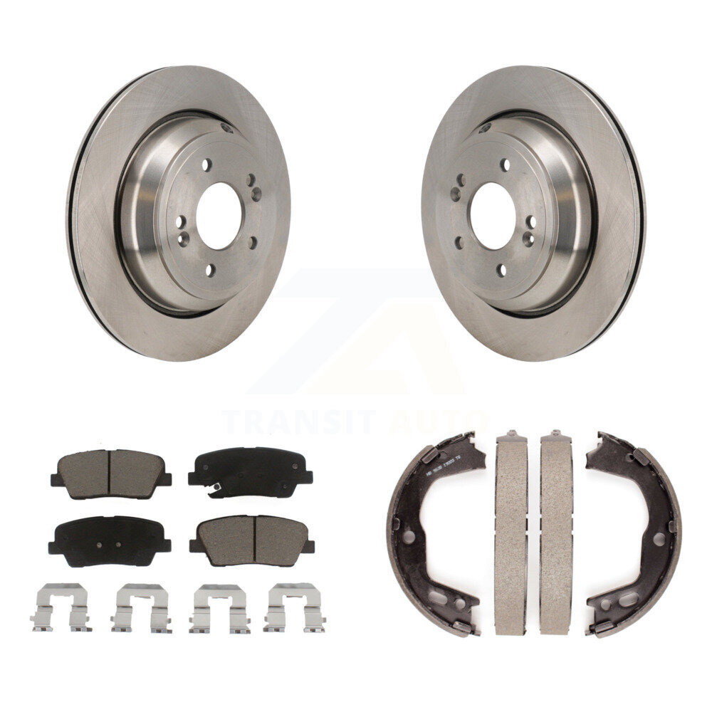 Rear Disc Rotors Ceramic Pads And Parking Brake Shoes Kit For 2011-2013 Hyundai Equus K8C-103939