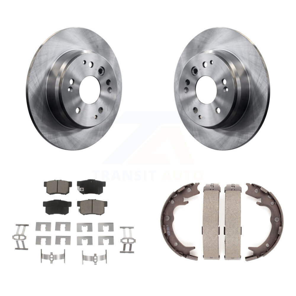Rear Disc Rotors Ceramic Pads And Parking Brake Shoes Kit For Acura TL Honda Element K8C-103955