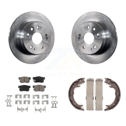 Rear Disc Rotors Ceramic Pads And Parking Brake Shoes Kit For 2002-2004 Honda CR-V K8C-103956