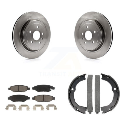 Rear Disc Rotors Ceramic Pads And Parking Brake Shoes Kit For Cadillac CTS K8C-103960