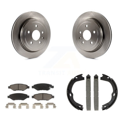 Rear Disc Rotors Ceramic Pads And Parking Brake Shoes Kit For Cadillac CTS K8C-103961