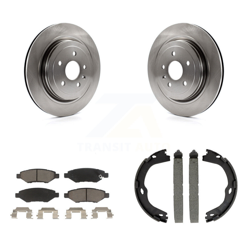 Rear Disc Rotors Ceramic Pads & Parking Shoes Kit For Cadillac CTS With Heavy Duty Brakes K8C-103962