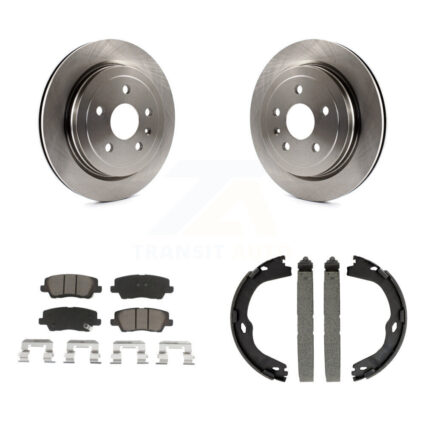 Rear Disc Rotors Ceramic Pads And Parking Brake Shoes Kit For Cadillac CTS K8C-103964