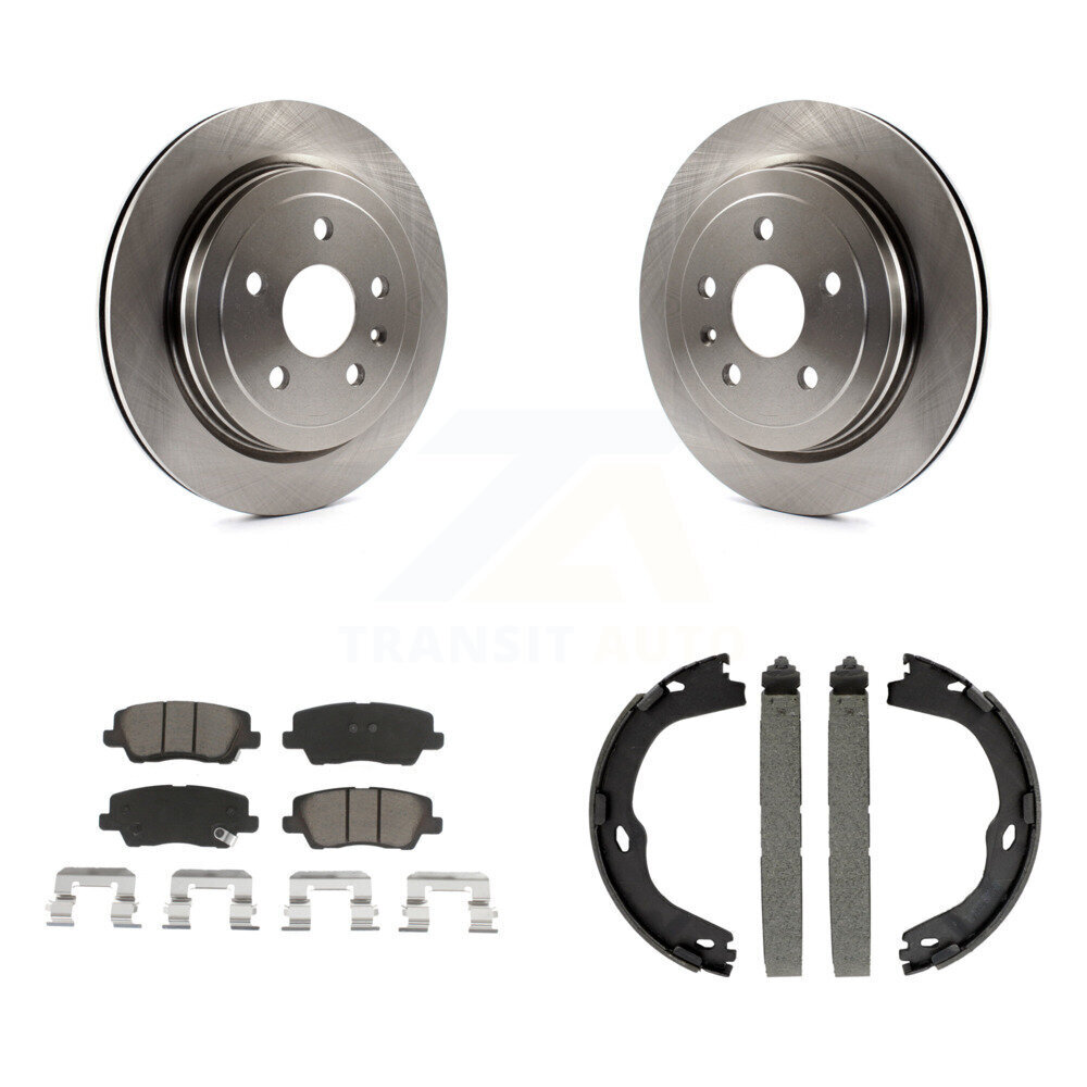 Rear Disc Rotors Ceramic Pads And Parking Brake Shoes Kit For Cadillac CTS K8C-103964
