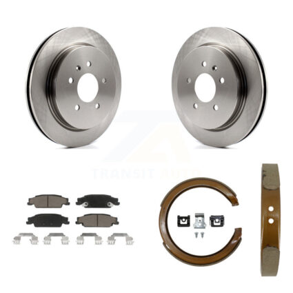 Rear Disc Rotors Ceramic Pads And Parking Brake Shoes Kit For Cadillac CTS STS K8C-103966
