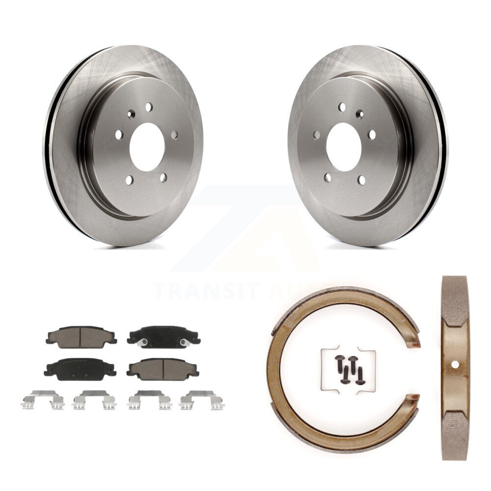 Rear Disc Rotors Ceramic Pads And Parking Brake Shoes Kit For Cadillac STS K8C-103967