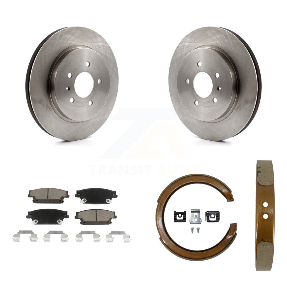 Rear Disc Rotors Ceramic Pads And Parking Brake Shoes Kit For Cadillac CTS STS K8C-103969