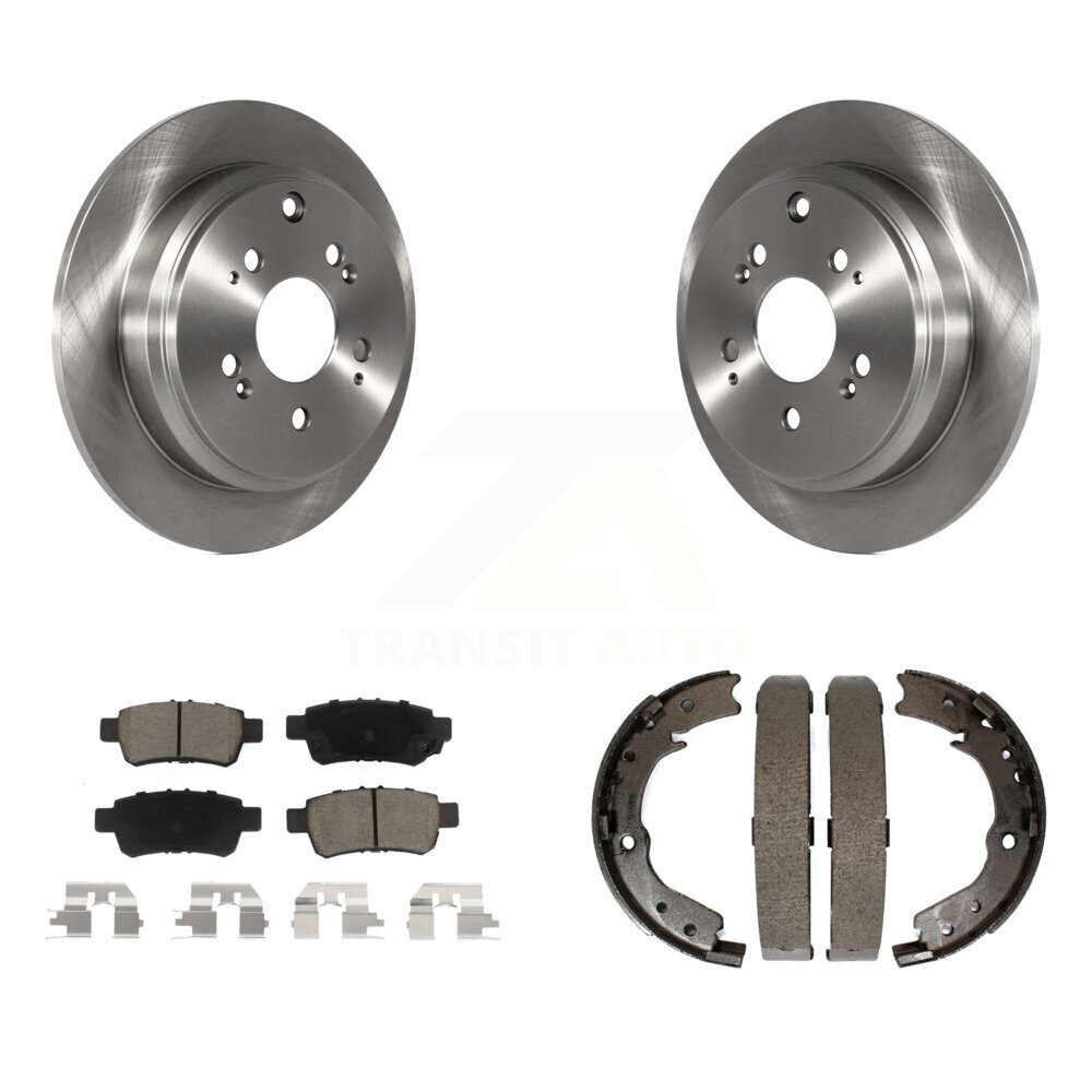 Rear Disc Rotors Ceramic Pads And Parking Brake Shoes Kit For 2005-2010 Honda Odyssey K8C-104003