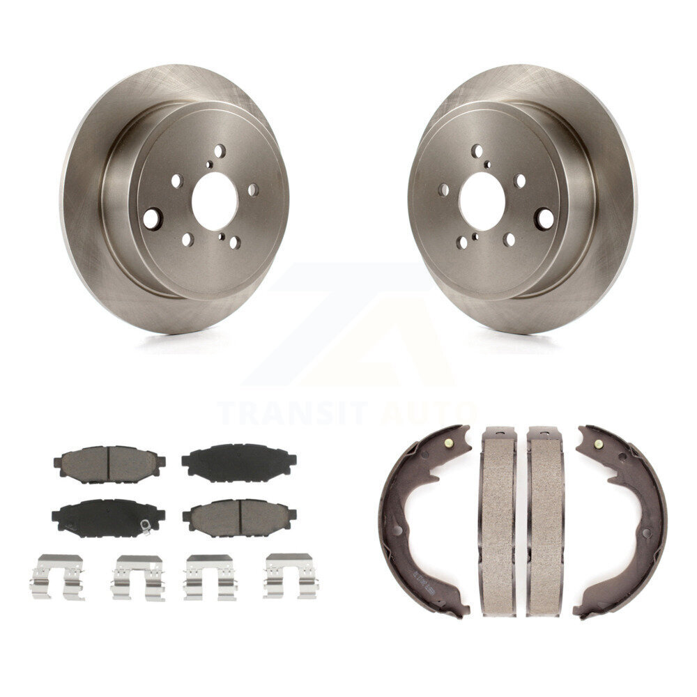 Rear Disc Rotors Ceramic Pads Parking Brake Shoes Kit For Subaru Impreza Forester Outback K8C-104011