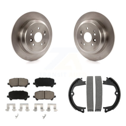 Rear Disc Rotors Ceramic Pads And Parking Brake Shoes Kit For 2014-2016 Acura MDX K8C-104021