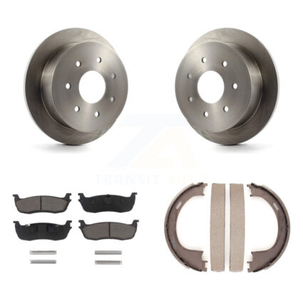 Rear Disc Rotors Ceramic Pads & Parking Shoes Kit For Ford F-150 F-250 With 7 Lug Wheels K8C-104031