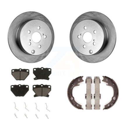 Rear Disc Rotors Ceramic Pads & Parking Shoes Kit For Toyota Matrix Corolla Pontiac Vibe K8C-104033