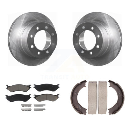 Rear Disc Rotors Ceramic Pads & Parking Brake Shoes Kit For 2003-2005 Dodge Ram 2500 3500 K8C-104035