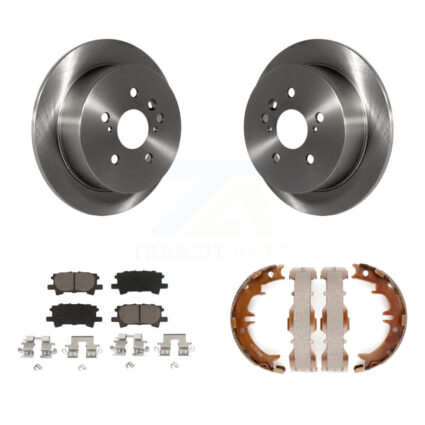 Rear Disc Rotors Ceramic Pads & Parking Shoes Kit For Lexus RX350 Toyota Highlander RX330 K8C-104047