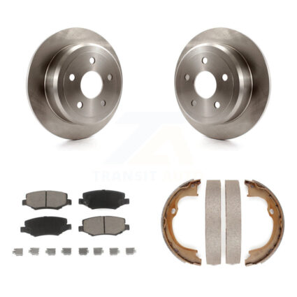 Rear Disc Rotors Ceramic Pads And Parking Brake Shoes Kit For Jeep Wrangler JK K8C-104058