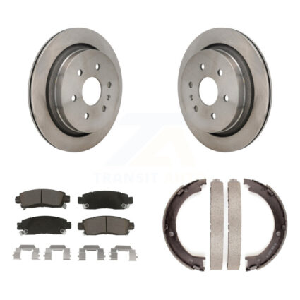 Rear Disc Rotors Ceramic Pads And Parking Brake Shoes Kit For Cadillac XTS K8C-104060