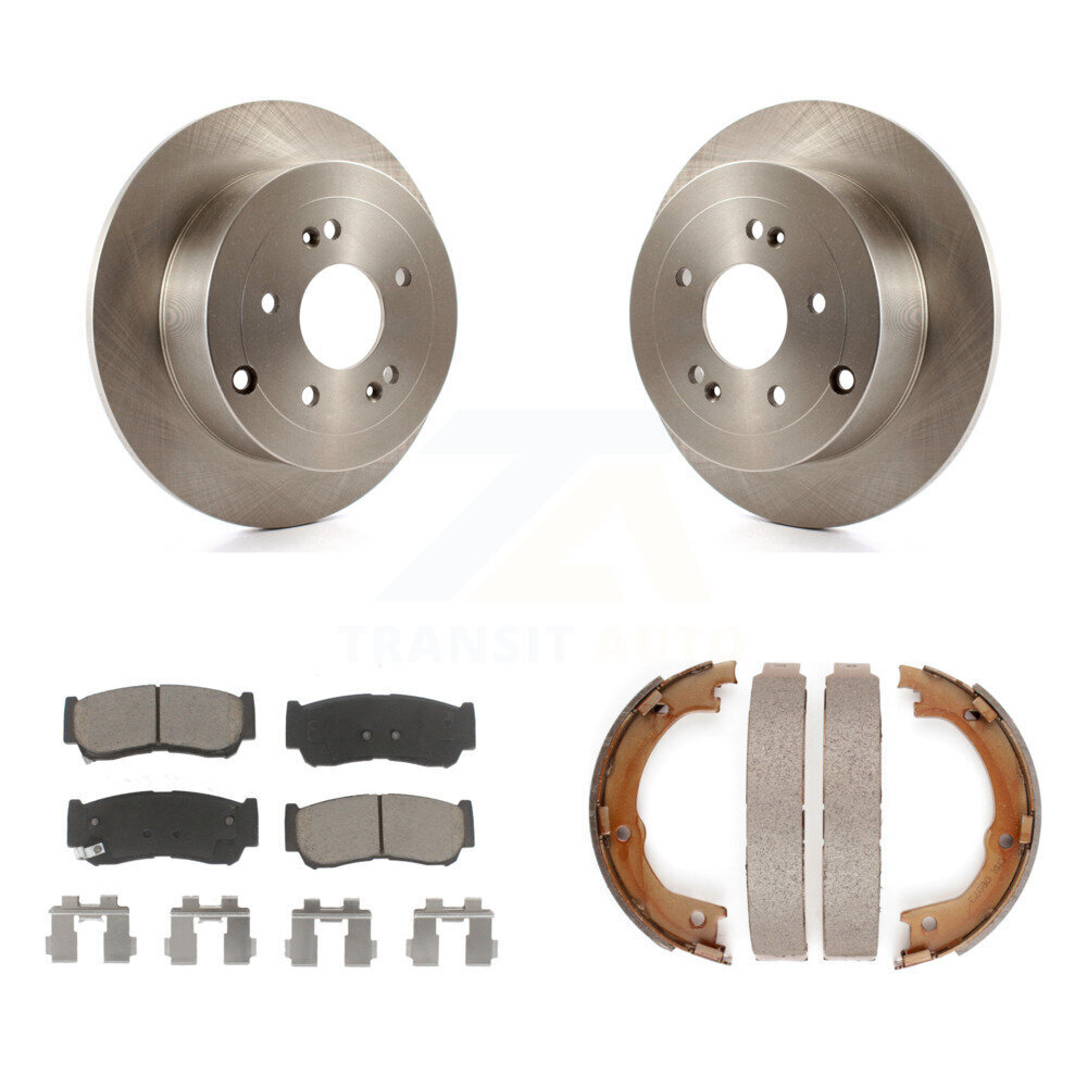 Rear Disc Rotors Ceramic Pads And Parking Brake Shoes Kit For 2007-2009 Hyundai Santa Fe K8C-104082