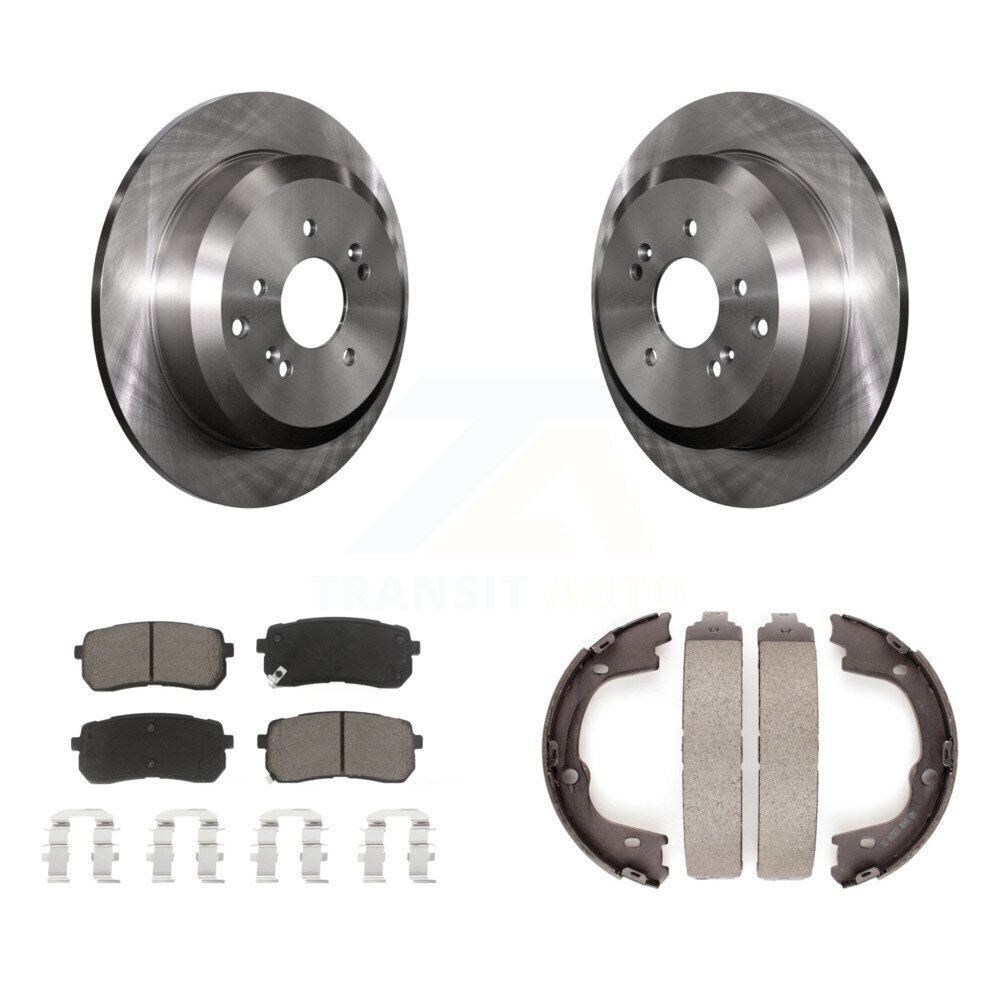 Rear Disc Rotors Ceramic Pads And Parking Brake Shoes Kit For 2007-2012 Hyundai Veracruz K8C-104083