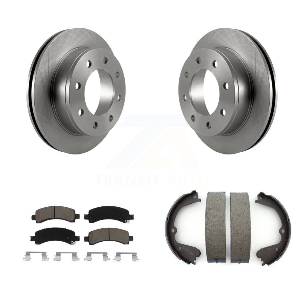 Rear Disc Rotors Ceramic Pads Parking Shoes Kit For 2008-2012 GMC Savana 3500 Cutaway Van K8C-104091