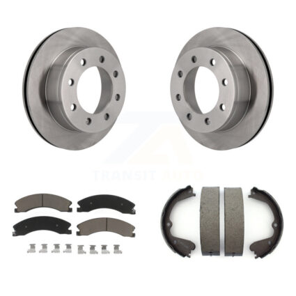 Rear Disc Rotors Ceramic Pads And Parking Brake Shoes Kit For Chevrolet Express 4500 K8C-104094