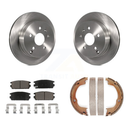 Rear Disc Rotors Ceramic Pads & Parking Brake Shoes Kit For Chevrolet Equinox GMC Terrain K8C-104103