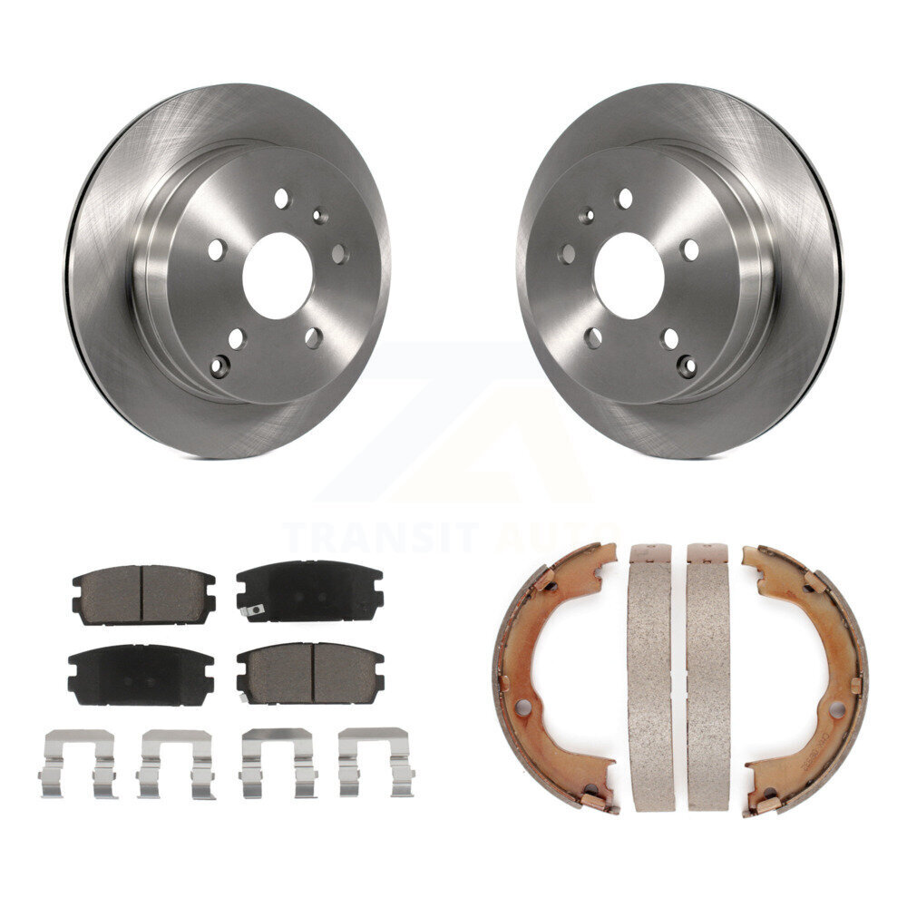 Rear Disc Rotors Ceramic Pads & Parking Brake Shoes Kit For Chevrolet Equinox GMC Terrain K8C-104103
