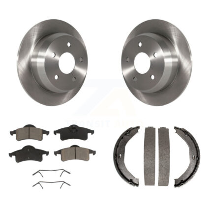Rear Disc Rotors Ceramic Pads & Parking Brake Shoes Kit For 1999-2004 Jeep Grand Cherokee K8C-104104
