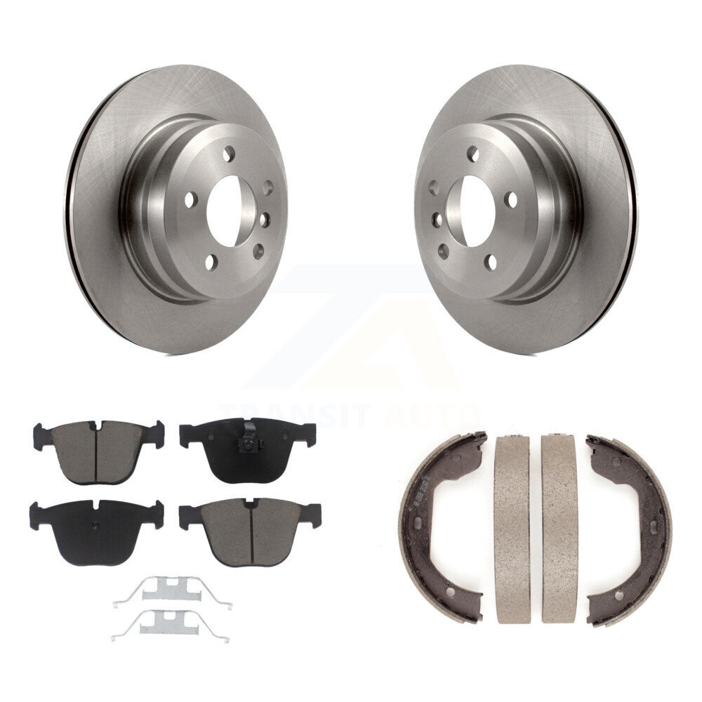 Rear Disc Rotors Ceramic Pads And Parking Shoes Kit For 2009 BMW X6 xDrive35i From 10 08 K8C-104115
