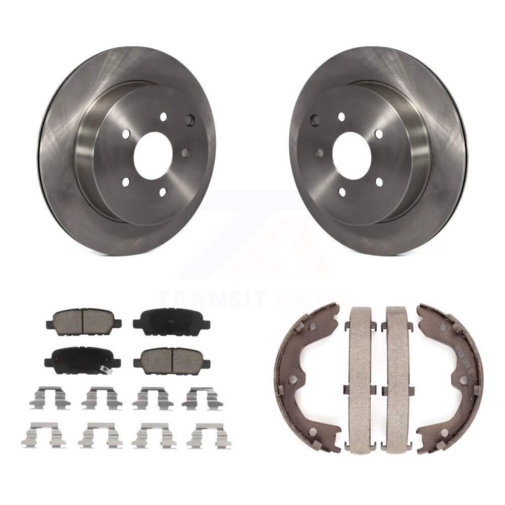 Rear Disc Rotors Ceramic Pads & Parking Brake Shoes Kit For 2003-2005 INFINITI FX35 FX45 K8C-104125