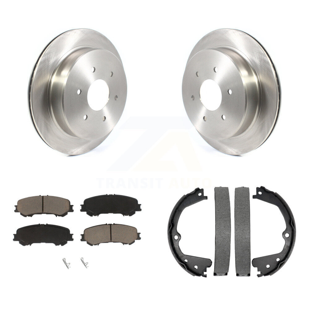 Rear Disc Rotors Ceramic Pads And Parking Brake Shoes Kit For 2017-2023 Nissan TITAN K8C-104129
