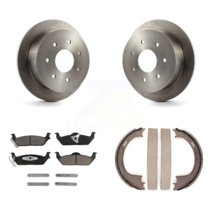 Rear Disc Rotors Ceramic Pads And Parking Brake Shoes Kit For Ford F-150 K8C-104135