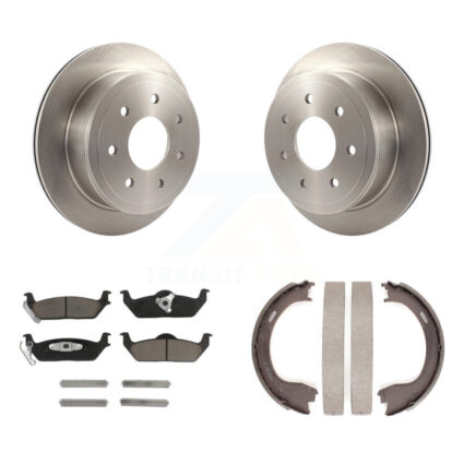 Rear Disc Rotors Ceramic Pads & Parking Shoes Kit For 09-11 Ford F-150 With 7 Lug Wheels K8C-104137