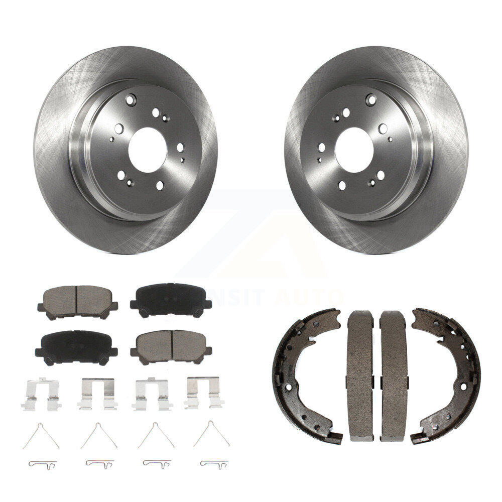 Rear Disc Rotors Ceramic Pads And Parking Brake Shoes Kit For 2011-2017 Honda Odyssey K8C-104144