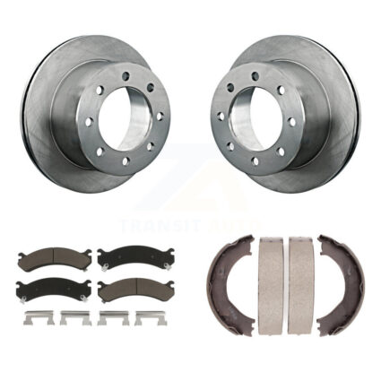Rear Disc Rotors Ceramic Pads & Parking Shoes Kit For Chevrolet GMC Silverado 3500 Sierra K8C-104150