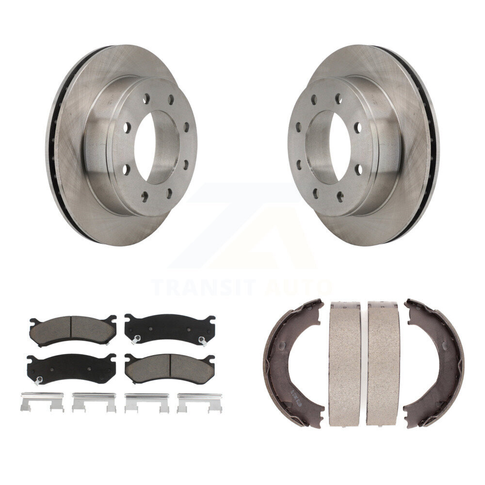 Rear Disc Rotors Ceramic Pads Parking Shoes Kit For Chevrolet Silverado 2500 HD GMC H2 XL K8C-104161