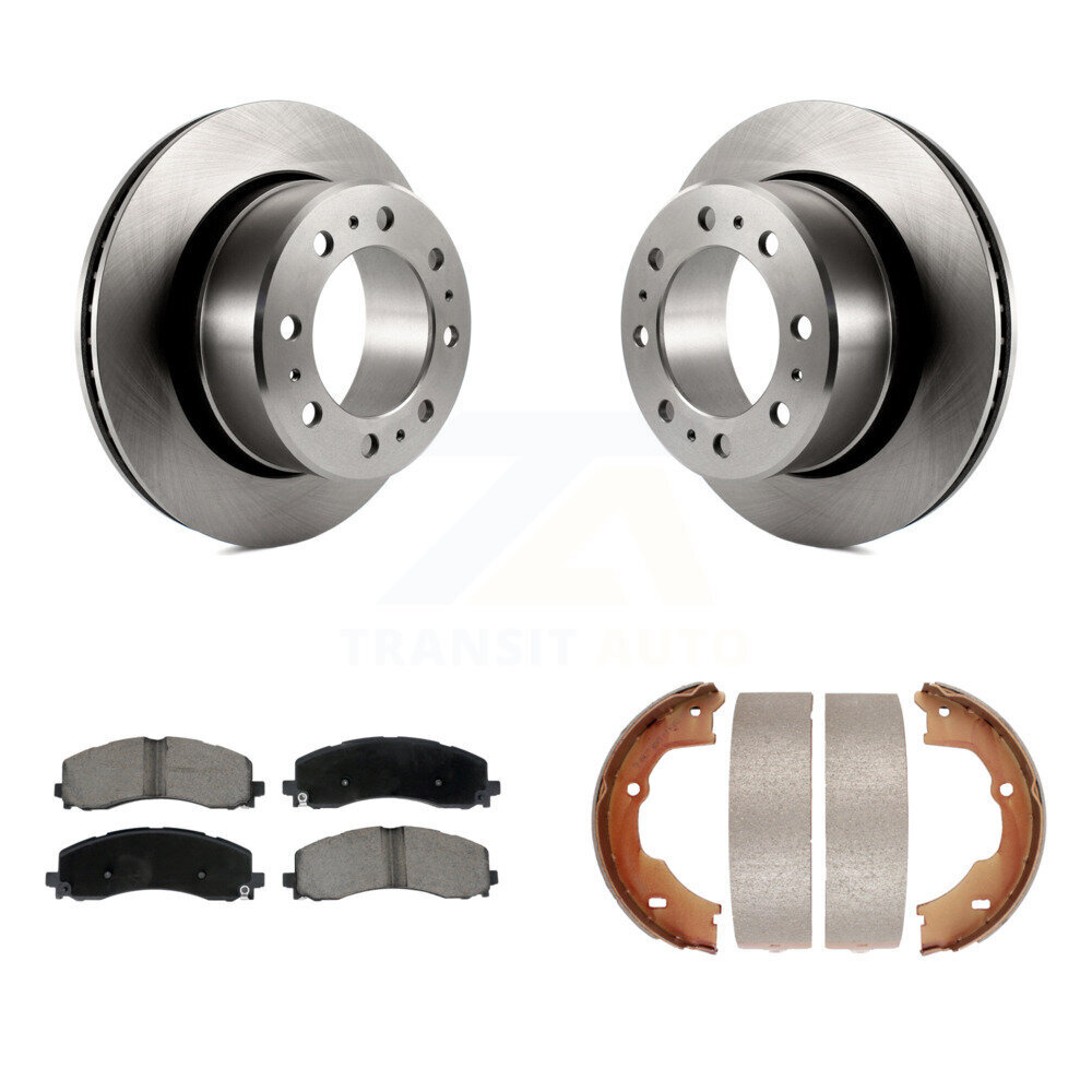 Rear Disc Rotors Ceramic Pads Parking Shoes Kit For 2021 Ram 3500 With Single Wheels K8C-104167