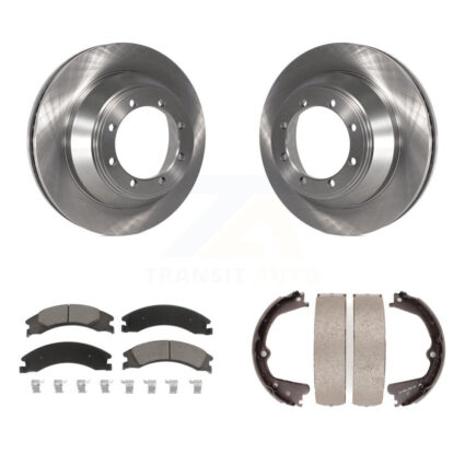 Rear Disc Rotors Ceramic Pads & Parking Shoes Kit For Ford E-450 Super Duty DIESEL engine K8C-104169