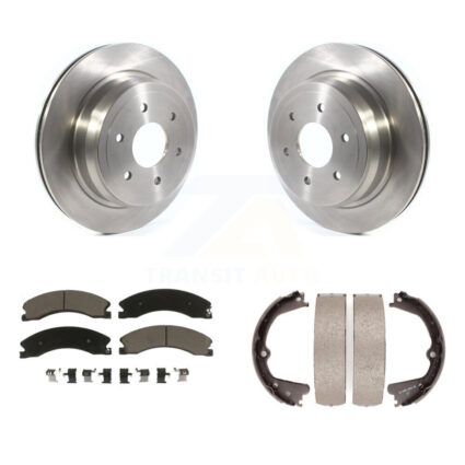 Rear Disc Rotors Ceramic Pads And Parking Brake Shoes Kit For 2016-2019 Nissan TITAN XD K8C-104182