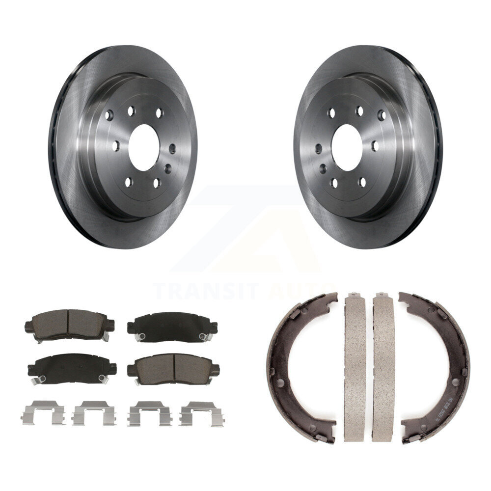 Rear Disc Rotors Ceramic Pads & Parking Shoes Kit For GMC Acadia Buick Enclave Chevrolet K8C-104185