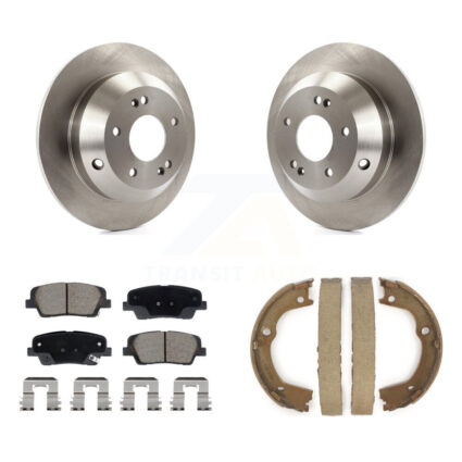 Rear Disc Rotors Ceramic Pads & Parking Brake Shoes Kit For Hyundai Santa Fe Kia Sorento K8C-104196