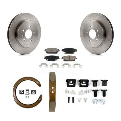 Rear Disc Rotors Ceramic Pads Parking Brake Shoes And Hardware Kit For Cadillac CTS STS K8C-104287