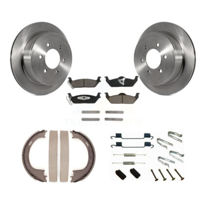 Rear Disc Rotors Ceramic Pads Parking Shoes & Hardware Kit For Ford F-150 Lincoln Mark LT K8C-104308
