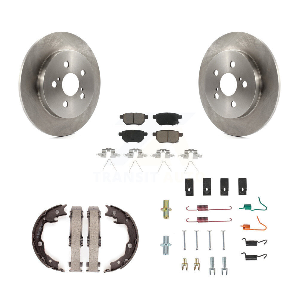Rear Disc Rotors Ceramic Pads Parking Shoes & Hardware Kit For Toyota Matrix Pontiac Vibe K8C-104427